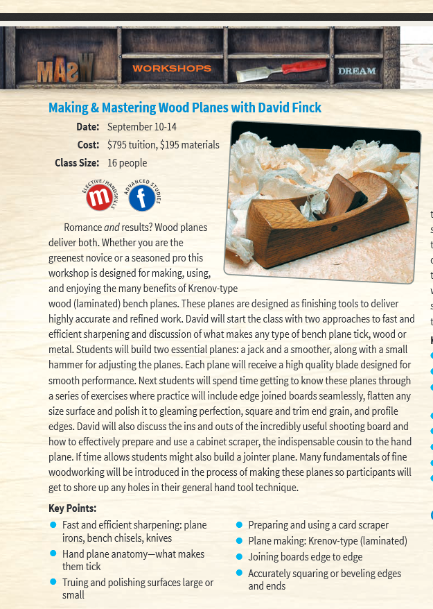 Marc Adams School of Woodworking - Plane Making with David Finck